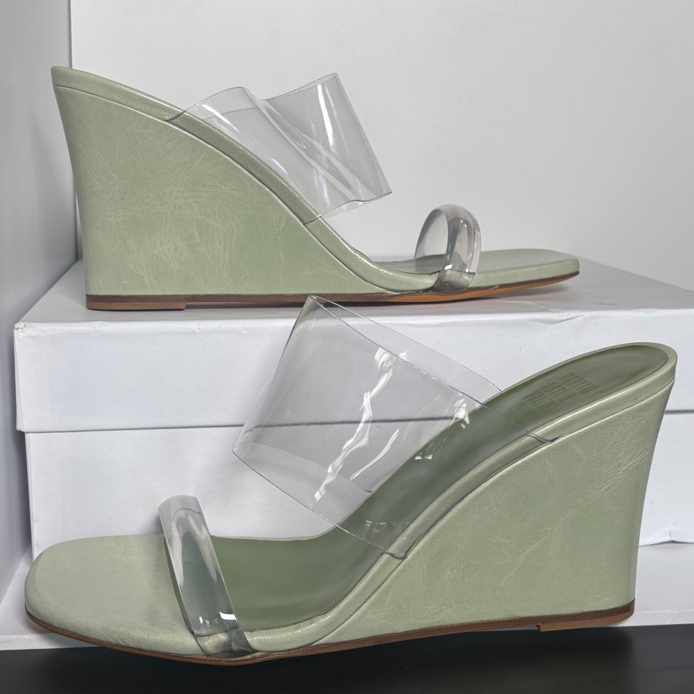 Maryam Nassir Zadeh Pale Green Clear PVC Wedge Sandals